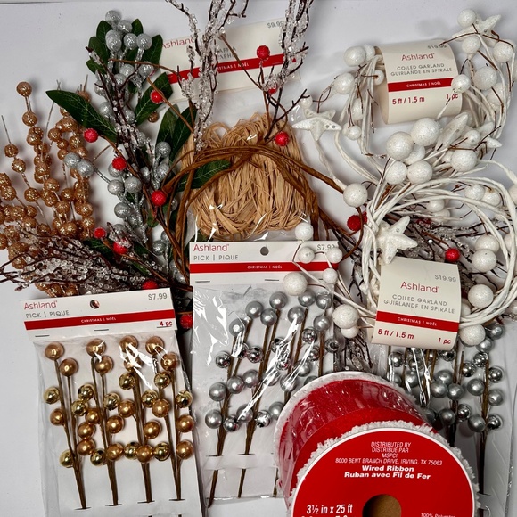 Winter White & Metallic Holiday Craft Lot — Ashland Picks, Coiled Garlands + - Picture 2 of 5